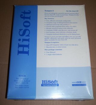 Atari 520 1040 ST STE Mega TT computer software HiSoft Tempus 2 Editor BOXED 2