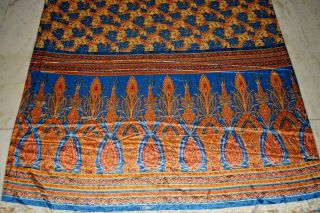 Vintage Indian Chinese Print Multicolor Designer Silk Saree Sari Craft Fabric