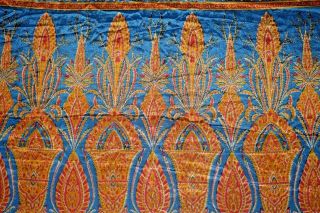 Vintage indian chinese print Multicolor Designer Silk Saree Sari Craft Fabric 2