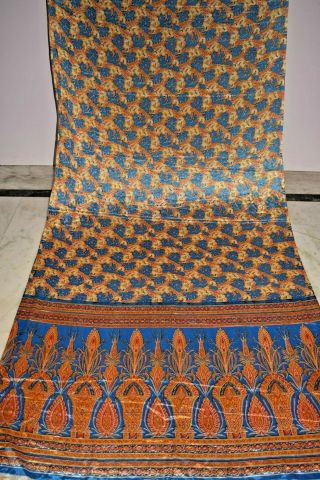Vintage indian chinese print Multicolor Designer Silk Saree Sari Craft Fabric 3