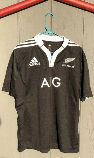 Adidas Aig All Blacks Zealand Rugby Official Jersey Size Men Large Climacool