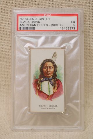 1888 N2 Allen & Ginter Tobacco American Indian Chiefs Black Hawk Sioux Psa 5 Ex