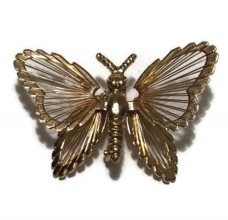 Vintage Monet Signed Gold Tone Butterfly Brooch/pin