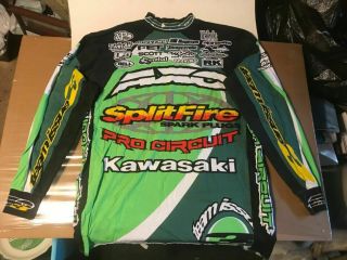Vintage Axo Splitfire Pro Circuit Kawasaki Team Issue Sponsor Shirt L Motocross