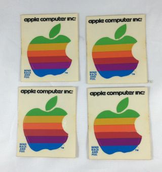 4 Vintage " Apple Computer Inc.  " Stickers - Lower Case Letters,  1980 