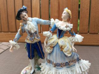 volkstedt dresden sitzendorf couple very old porcelain figurine figure 2