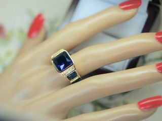 Vintage Jewellery Gold Ring Blue And White Sapphires Antique Jewelry Sz 9 R1/2