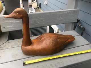 Primitive Hand Carved Wooden Canadian Goose Decoy Rustic Cabin Decor Wisconsin