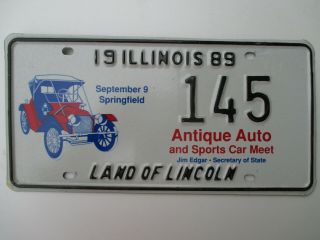 1989 Illinois Springfield Antique Auto Meet Special Event 145 License Plate
