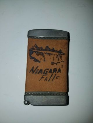 Vintage Niagara Falls Match Box Cigarette Lighter Cigar Pipe Striker Plate