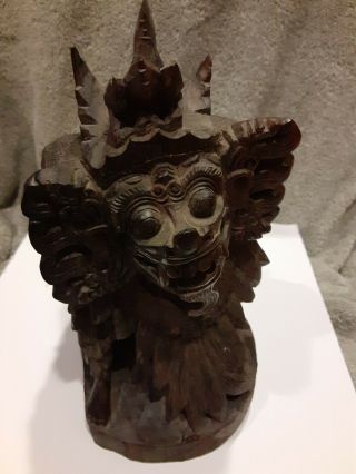 Gorgeous Antique Chinese Carved Wood Guardian Foo Dog Figure