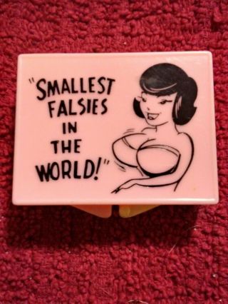 Plastic Box Smallest Falsies In The World False Teeth Breast Joke Vintage Size