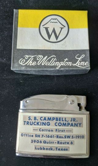 Vintage Wellington Balboa Lighter Campbell Trucking Co.  Lubbock Tx Ad - 1130
