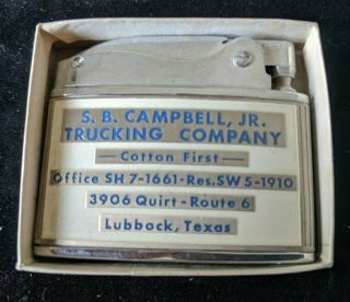 Vintage WELLINGTON Balboa Lighter Campbell Trucking Co.  Lubbock TX Ad - 1130 2