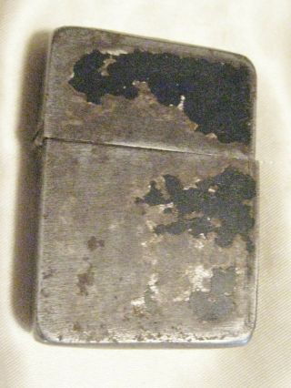1942 - 43 Wwii Zippo Lighter Black Crackle 14 Hole Pat 2032695