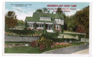 Vintage Boy Scouts Post Card Indiandale Boy Scout Camp Cottage Vinemont Pa 1921