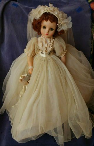 Vintage Madame Alexander Elise - Bride With Wedding Dress - Tagged,  Red Hair