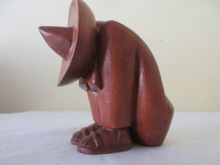 Vintage Jose Pinal Hand - Carved Wood Sleeping Man Sombrero Sculpture Figurine