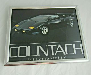 10” X 8” Lamborghini Countach Picture Photo Framed 80s Vtg Black Collectible