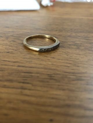 Antique 14k Gold Ring With Diamonds Inscibed 1945 Wedding Band Small Womens