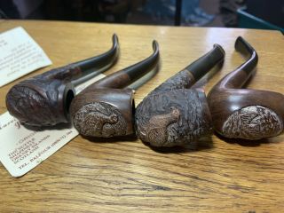 Vintage Hand Carved Briar Tobacco Pipes M J Elliott Orkney