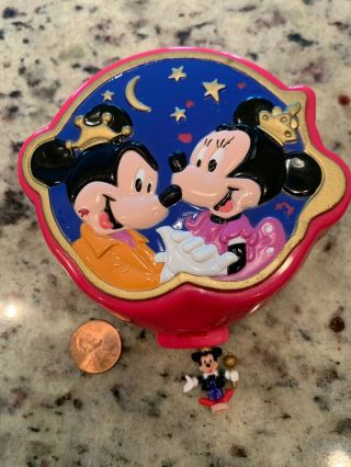 Vtg Polly Pocket Disney Minnie & Mickey Mouse Compact Playcase Toy Bluebird 1995