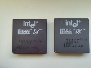 Intel A80386dx - 33,  386dx,  Sx544,  Vintage Cpu,  Gold