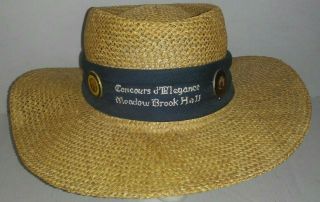 Vintage Concours D’elegance Meadow Brook Hall Straw Golf/sun Hat W/old Pins