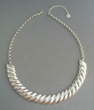 Vintage Talbots Sterling Fluted Crescent Choker Collar Necklace