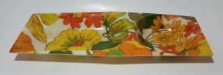 Vintage Mod Serving Tray Mid Century Flower Power Motif Snack Dish Party 60s