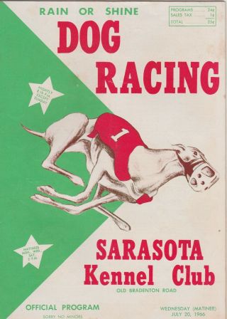 Sarasota Kennel Club Greyhound Program 1966 Xandra