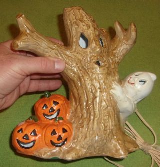 Vintage Ceramic Halloween Spooky Tree Light Ghost Horror Prop Taiwan