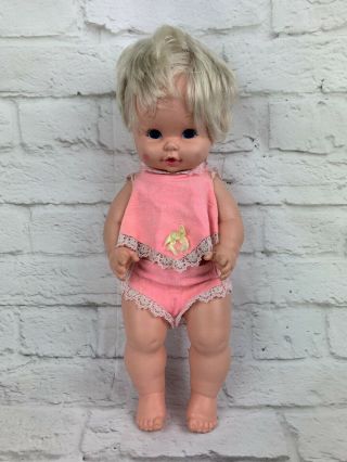 Vintage Baby Tender Love 15 " Doll Drinks & Wets W/ Outfit 1969 Mattel