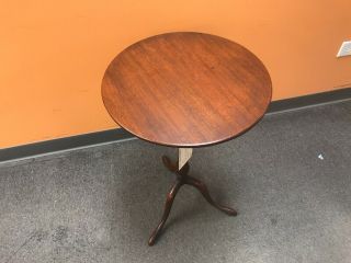 Vintage Victorian Small Light Color Wood Circular Side End Table W Three Legs