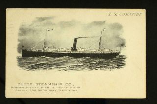 Vintage Transportation Ship Paper Postcard Ss Comanche Clyde Steamship Co Ny