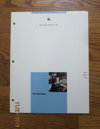 Vintage Apple Brochure/ Booklet - Var Support & Resource Guide1988 Winter Edition