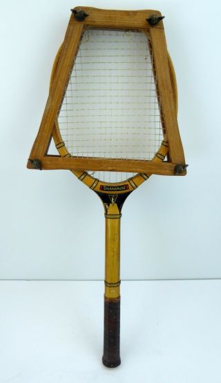 Wright Ditson Tennis Racquet Tournament Model Cane W/press Wood Vintage