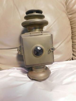 Antique Jeweled Brass Solar Kerosene Horseless Carriage Lantern Lamp Headlight