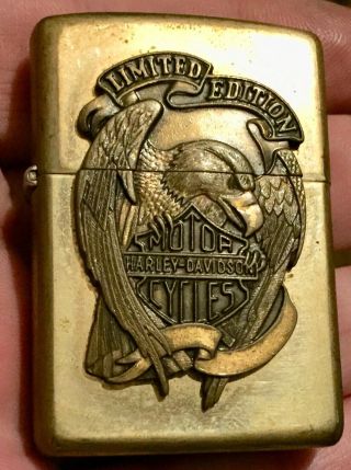 Vintage 1993 Solid Brass Zippo Harley Davidson Lighter Code Ix