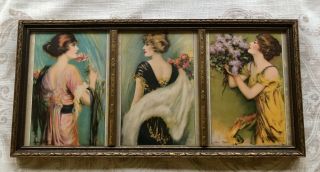 Antique/vintage Framed Art Deco Ladies Prints C.  Allan Gilbert