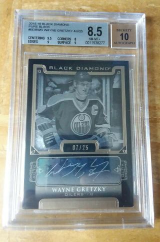 Bgs 8.  5/10 - 2015 - 16 Black Diamond Wayne Gretzky Pure Black Autograph D 07/25