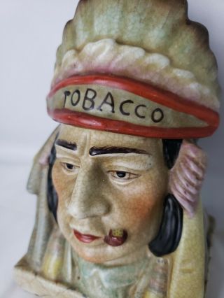 Native American Indian Chief Figural Head Tobacco Jar Humidor 2