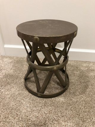 Mid Century Brass Stool Or Side Drum Table 1960 