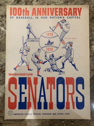 1959 Washington Senators Official Program And Scorecard - 100th Anniversary