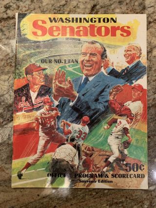 1970 Washington Senators Official Program And Scorecard