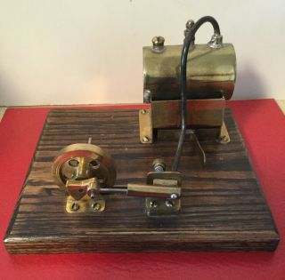 Vintage Mini Desktop Brass Steam Engine Estate Item