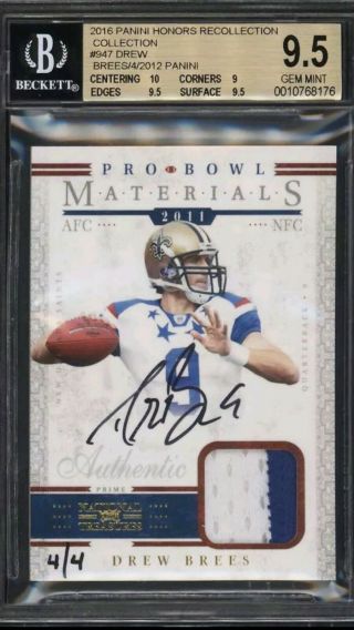 2016 Panini Honors Recollection 947 Drew Brees Auto Bgs 9.  5