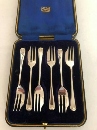 Set Of 6 Solid Silver Cake/pastry Forks (sheffield 1911) 4.  5 " (6 X 12 Grams)