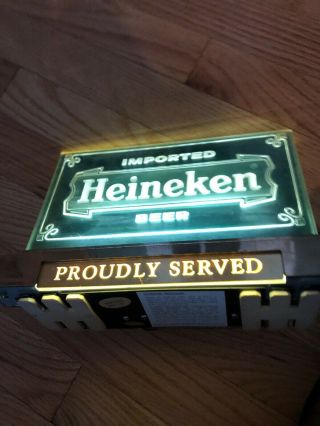 Vintage Heineken Imported Beer Lighted Bar Sign 9 