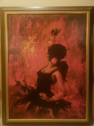 Vintage 1960s Flamenca Lee Burr Turner Wall Accessory Art Print Flamenco Dancer